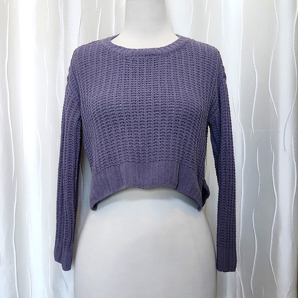 Candie's Chenille Knit Chunky Cropped Sweater - Picture 1 of 5